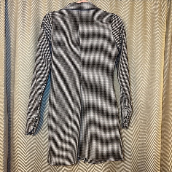 Zara Houndstooth Mini Dress Jacket Womens Size Medium Polyester Button Length 34 - Picture 8 of 8